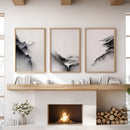 Black White Mountain Landscape Art Set of 3. Calming Nature by Wall Art Set