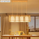 GobekUsa Asian Wood Island Pendant Light - Natural Wood Finish