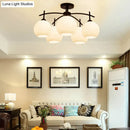 GobekUsa Minimalist Opal Glass Flush Light in Black for Living Room Ceiling