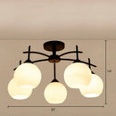 GobekUsa Minimalist Opal Glass Flush Light in Black for Living Room Ceiling
