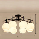GobekUsa Minimalist Opal Glass Flush Light in Black for Living Room Ceiling