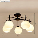 GobekUsa Minimalist Opal Glass Flush Light in Black for Living Room Ceiling
