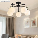 GobekUsa Minimalist Opal Glass Flush Light in Black for Living Room Ceiling