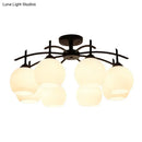 GobekUsa Minimalist Opal Glass Flush Light in Black for Living Room Ceiling