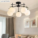 GobekUsa Minimalist Opal Glass Flush Light in Black for Living Room Ceiling