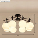 GobekUsa Minimalist Opal Glass Flush Light in Black for Living Room Ceiling