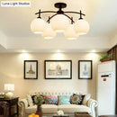 GobekUsa Minimalist Opal Glass Flush Light in Black for Living Room Ceiling
