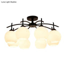 GobekUsa Minimalist Opal Glass Flush Light in Black for Living Room Ceiling