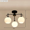 GobekUsa Minimalist Opal Glass Flush Light in Black for Living Room Ceiling