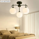 GobekUsa Minimalist Opal Glass Flush Light in Black for Living Room Ceiling