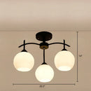 GobekUsa Minimalist Opal Glass Flush Light in Black for Living Room Ceiling