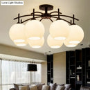 GobekUsa Minimalist Opal Glass Flush Light in Black for Living Room Ceiling