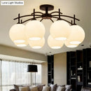 GobekUsa Minimalist Opal Glass Flush Light in Black for Living Room Ceiling