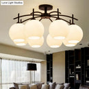 GobekUsa Minimalist Opal Glass Flush Light in Black for Living Room Ceiling