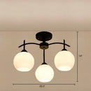 GobekUsa Minimalist Opal Glass Flush Light in Black for Living Room Ceiling