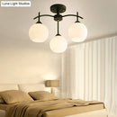 GobekUsa Minimalist Opal Glass Flush Light in Black for Living Room Ceiling