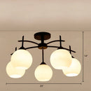 GobekUsa Minimalist Opal Glass Flush Light in Black for Living Room Ceiling