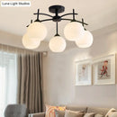 GobekUsa Minimalist Opal Glass Flush Light in Black for Living Room Ceiling