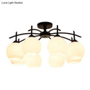 GobekUsa Minimalist Opal Glass Flush Light in Black for Living Room Ceiling