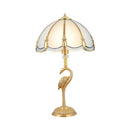 GobekUsa Minimalist Peacock Feather Beveled Glass Table Lamp in Brass – 1-Light Living Room Nightstand Lighting