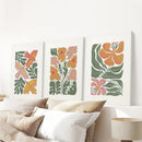Abstract Botanical Set of 3 Prints. Retro Flower Gallery Art by Wall Art Set