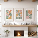 Abstract Botanical Set of 3 Prints. Retro Flower Gallery Art by Wall Art Set