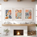 Boho Botanical Set of 3 Wall Art. Abstract Flowers Prints by Wall Art Set