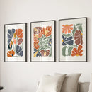 Boho Botanical Set of 3 Wall Art. Abstract Flowers Prints by Wall Art Set