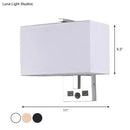 GobekUsa Minimalist Rectangle Wall Light Kit with USB Port - Single-Bulb Beige/Black/White Fabric Lamp