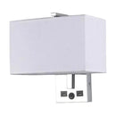 GobekUsa Minimalist Rectangle Wall Light Kit with USB Port - Single-Bulb Beige/Black/White Fabric Lamp