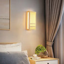 GobekUsa LED Wood Wall Lamp Acrylic Rectangular Bedside Light for Living Room
