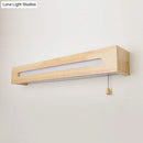 GobekUsa LED Wood Wall Sconce with Pull Chain for Bedside Lighting