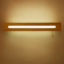 GobekUsa LED Wood Wall Sconce with Pull Chain for Bedside Lighting