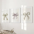 Aesthetic Bow Wall Art Set of 3. Neutral Gallery Set by Wall Art Set