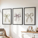 Aesthetic Bow Wall Art Set of 3. Neutral Gallery Set by Wall Art Set