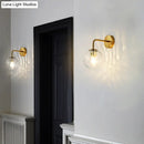 GobekUsa Minimalist Rippled Glass Sphere Wall Lamp with Gold Sconce Lighting