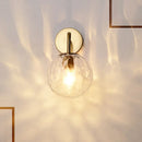 GobekUsa Minimalist Rippled Glass Sphere Wall Lamp with Gold Sconce Lighting