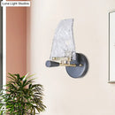GobekUsa Minimalist Sail Ship Glass Wall Light - Textured, Novelty Design, 1 Bulb Black Sconce for Bedrooms