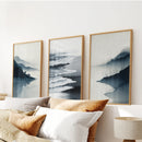 Minimalist Mountain Lake Set of 3. Modern Landscape Prints by Wall Art Set