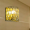GobekUsa Minimalist Silver/Brass Half-Cylinder Wall Light Sconce - Clear Crystal Teardrop - 1 Light Metal Wall Lamp
