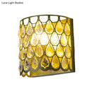 GobekUsa Minimalist Silver/Brass Half-Cylinder Wall Light Sconce - Clear Crystal Teardrop - 1 Light Metal Wall Lamp
