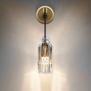 GobekUsa Minimalist Single Light Brass Wall Mounted Sconce Lamp with Clear Crystal Facets