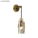 GobekUsa Minimalist Single Light Brass Wall Mounted Sconce Lamp with Clear Crystal Facets