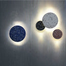 GobekUsa Minimalist LED Wall Sconce: Disc Shaped Terrazzo Bedroom Light - Pink/Blue/Black, 7"/10" Diameter