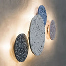 GobekUsa Minimalist LED Wall Sconce: Disc Shaped Terrazzo Bedroom Light - Pink/Blue/Black, 7"/10" Diameter