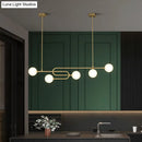 GobekUsa Minimalist U-Shaped Gold Metal Suspension Light with Milky Glass Shade for Dining Room Island
