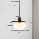 GobekUsa Glass LED Pendant Lamp with Walnut Wood Brass Accent
