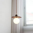 GobekUsa Glass LED Pendant Lamp with Walnut Wood Brass Accent