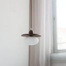 GobekUsa Glass LED Pendant Lamp with Walnut Wood Brass Accent