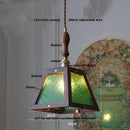 GobekUsa Glass LED Pendant Lamp with Walnut Wood Brass Accent
